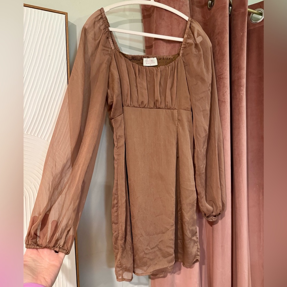 Elegant Sheer Brown Dress